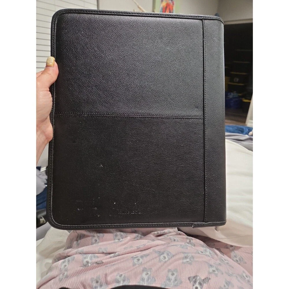 LEED'S Black Organizer Genuine Leather With Legal Pad Padfolio Portfolio B18